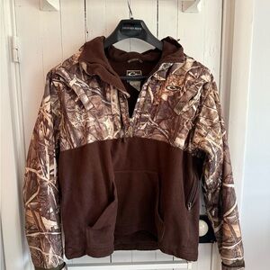 Drake Camo and Brown Quarter Zip Pullover Hunting Jacket